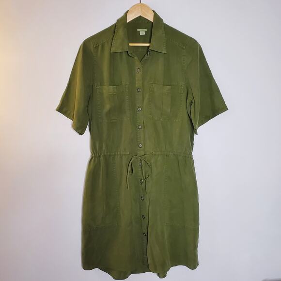 Sundance green button front drawstring waist 100% Lyocell midi dress Size Small - Picture 9 of 9